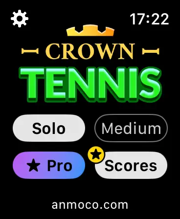 Main menu in Crown Tennis for Apple Watch