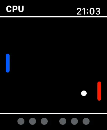 Table tennis match screen in Crown Tennis for Apple Watch